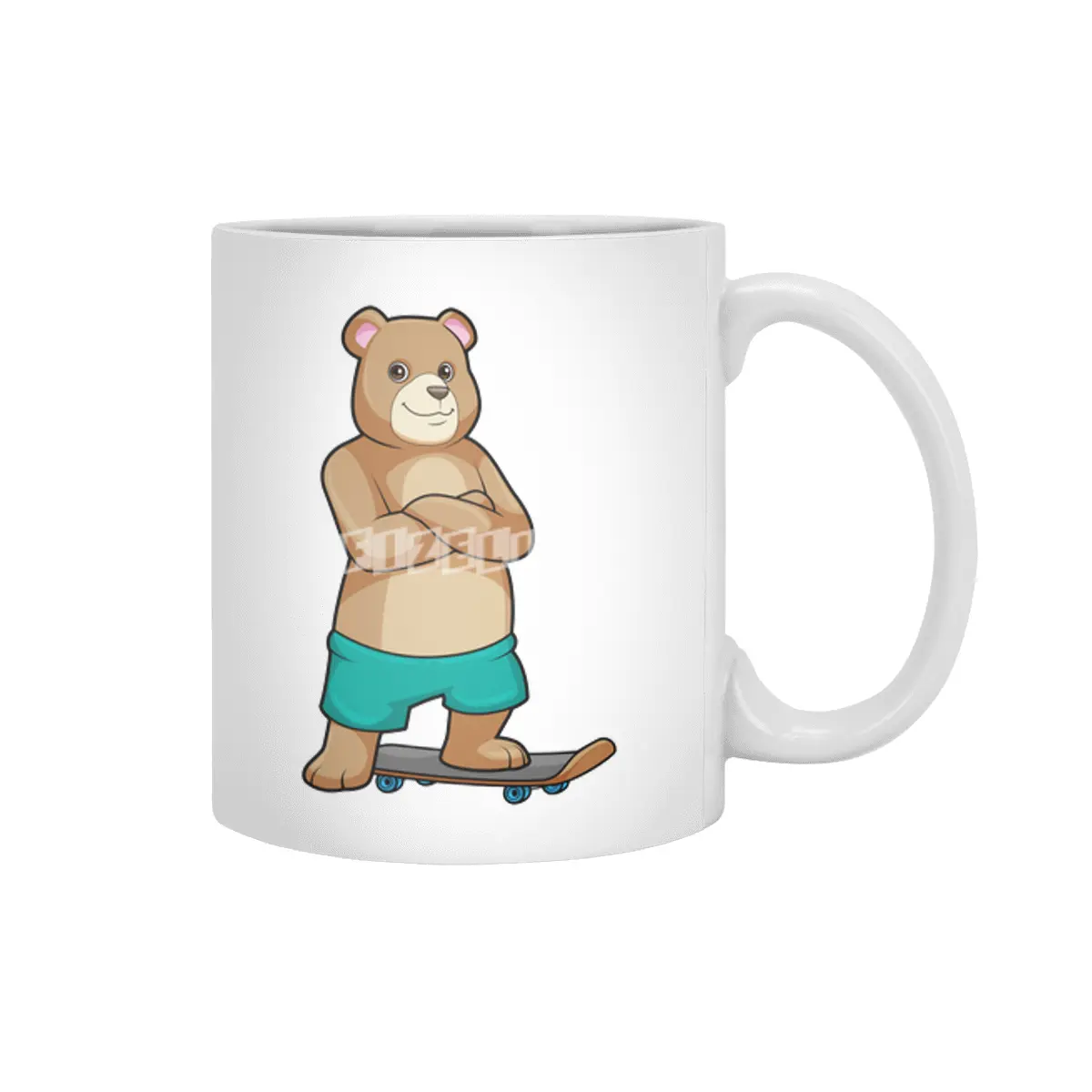 Bear as Skater with Skateboard Beyaz Kupa