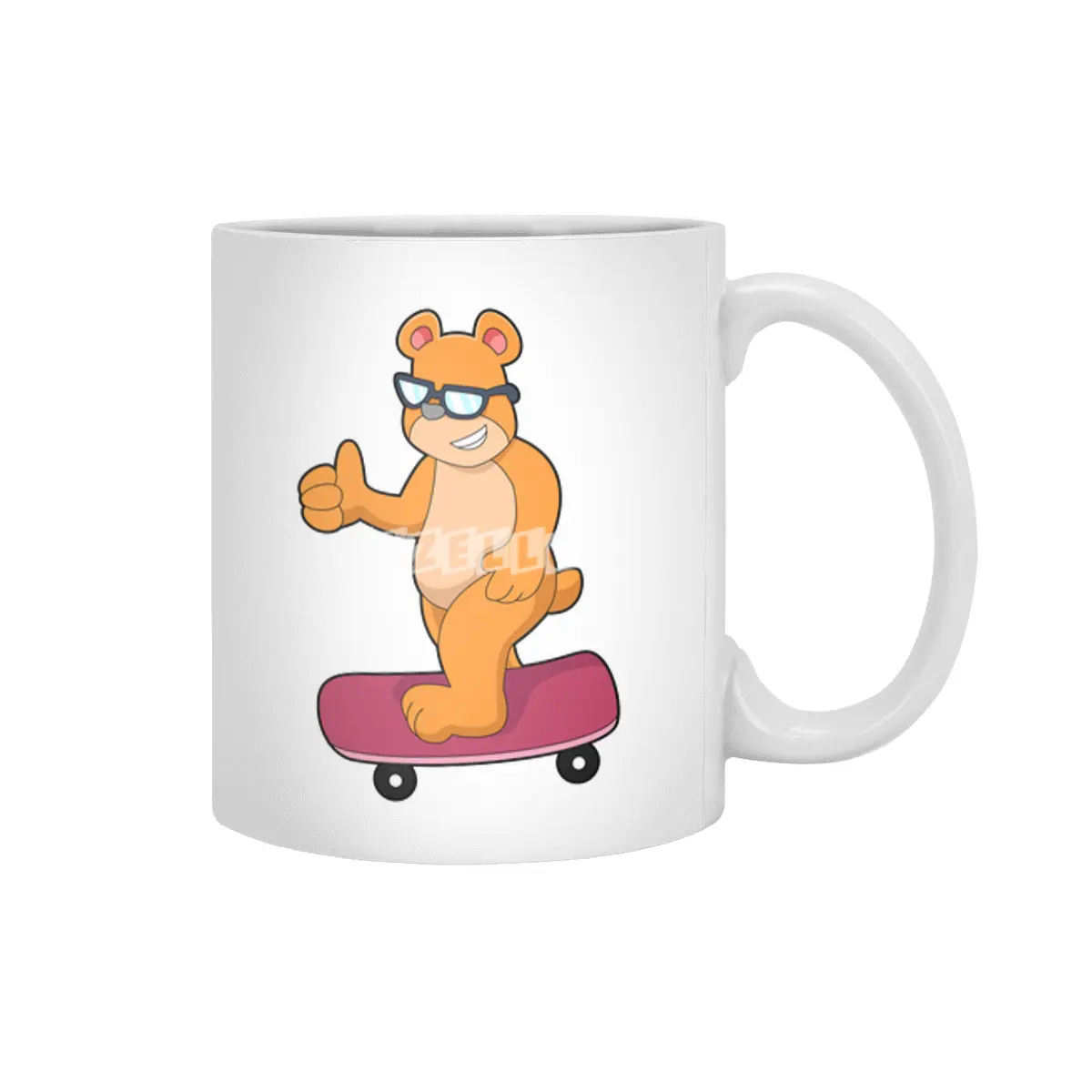 Bear as Skater with Skateboard Beyaz Kupa