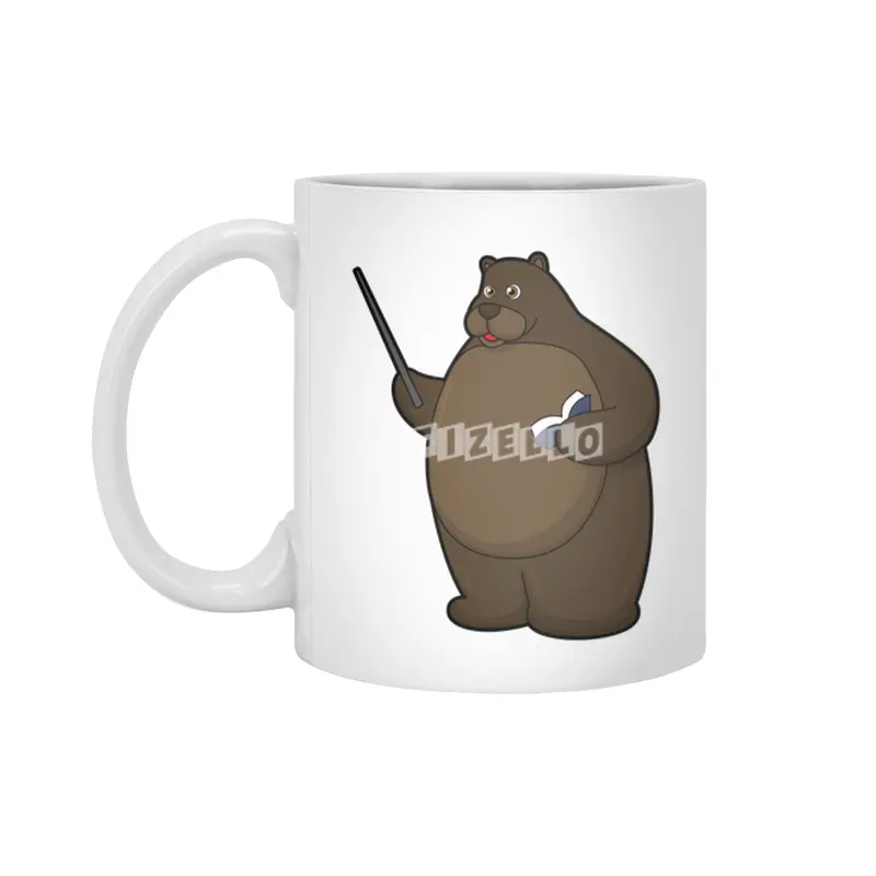 Bear as Teacher with Book & Pointer Beyaz Kupa