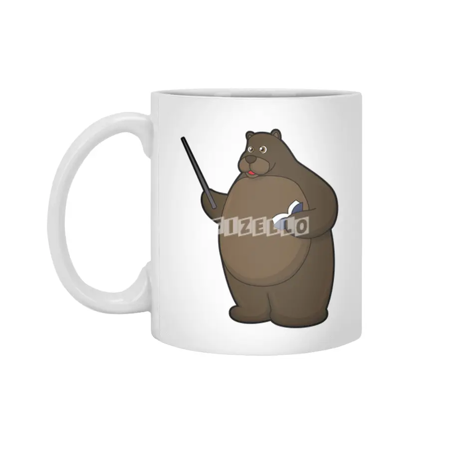 Bear as Teacher with Book & Pointer Beyaz Kupa