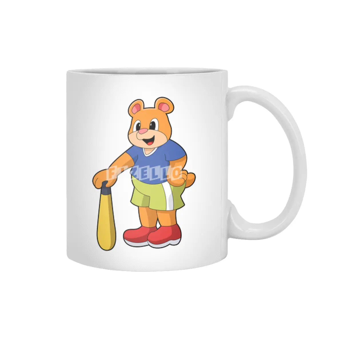 Bear at Baseball with Baseball bat Beyaz Kupa