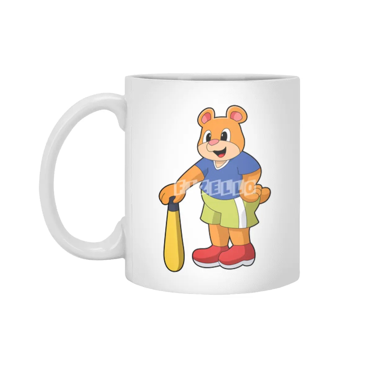 Bear at Baseball with Baseball bat Beyaz Kupa