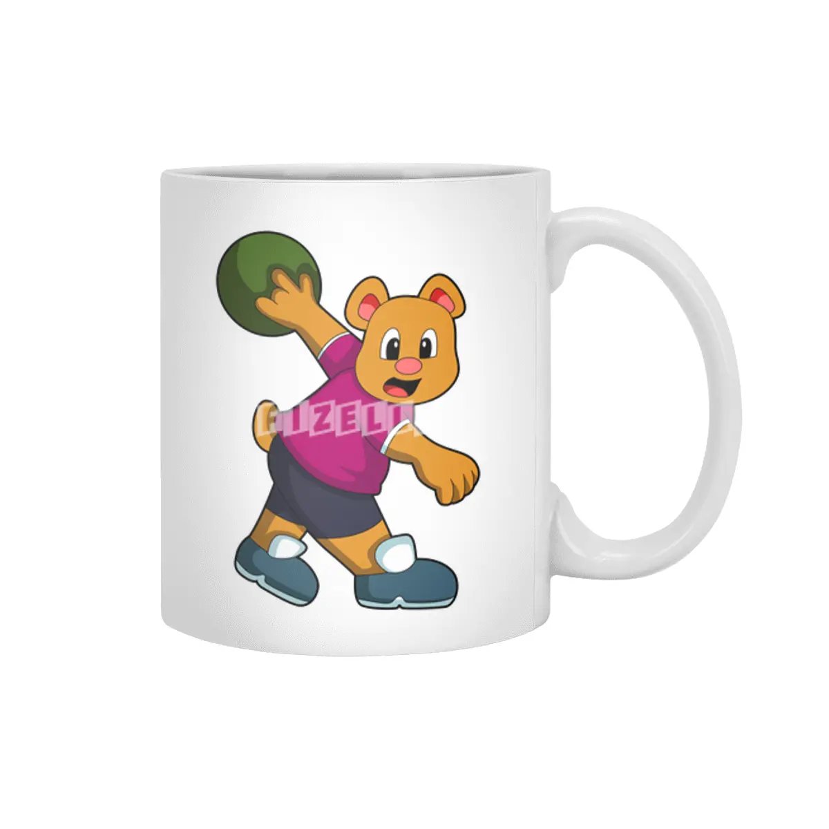 Bear at Bowling with Bowling ball Beyaz Kupa