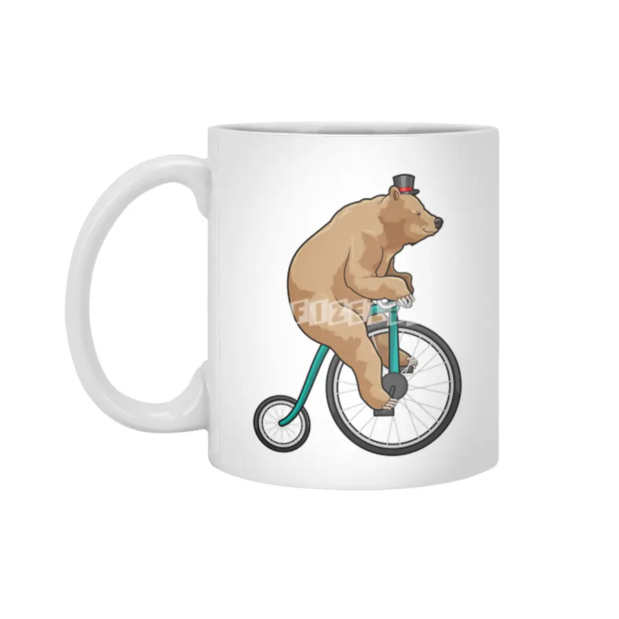 Bear at Circus with Bicycle Beyaz Kupa