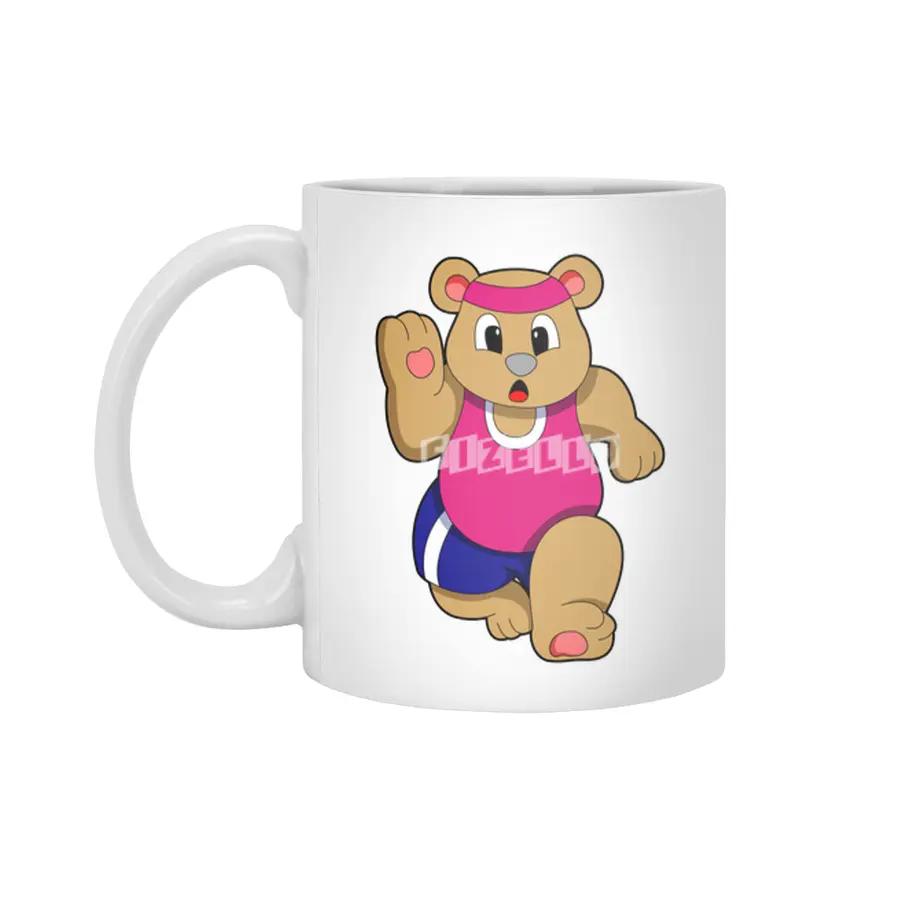 Bear at Fitness - Jogging with Headband Beyaz Kupa