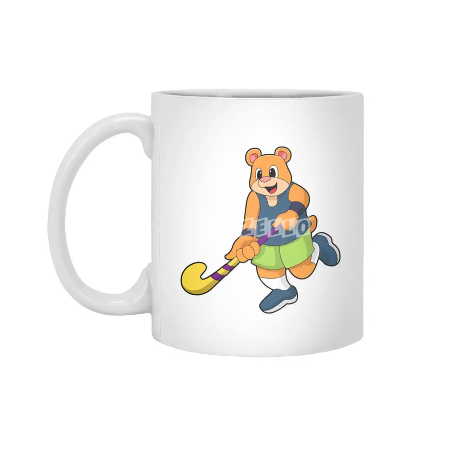 Bear at Hockey with Hockey bat Beyaz Kupa
