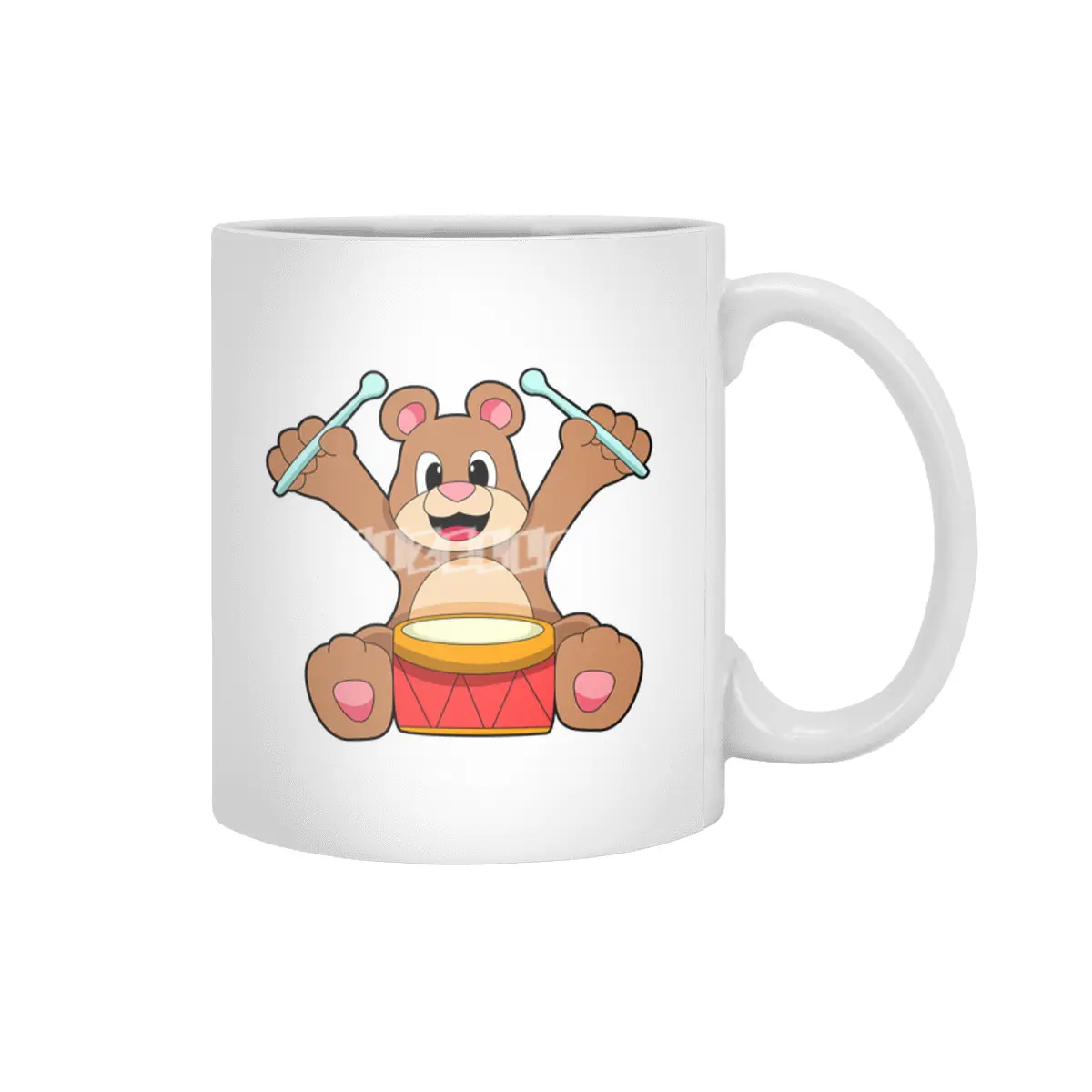 Bear at Music with Drum Beyaz Kupa