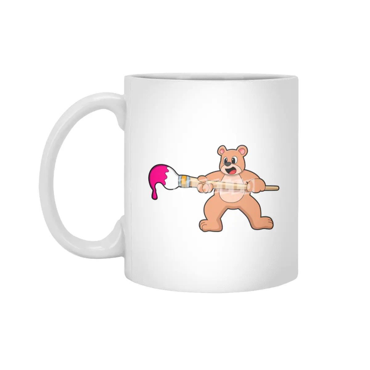 Bear at Painting with Brush & Paint Beyaz Kupa