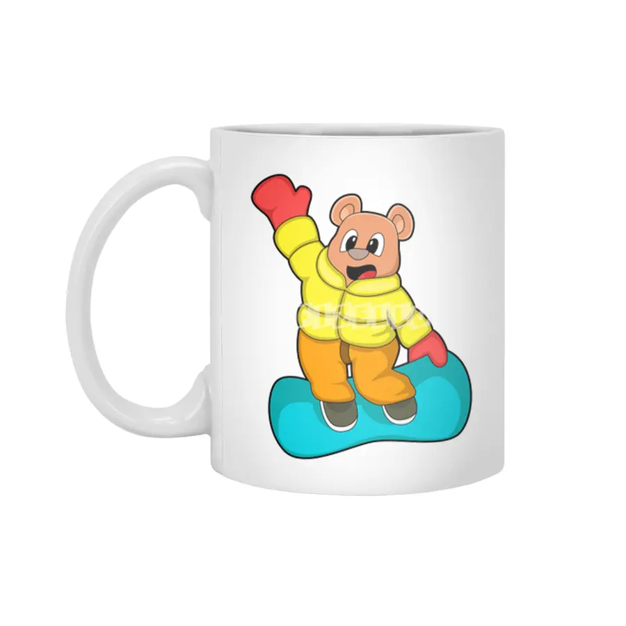 Bear at Snowboard Sports Beyaz Kupa