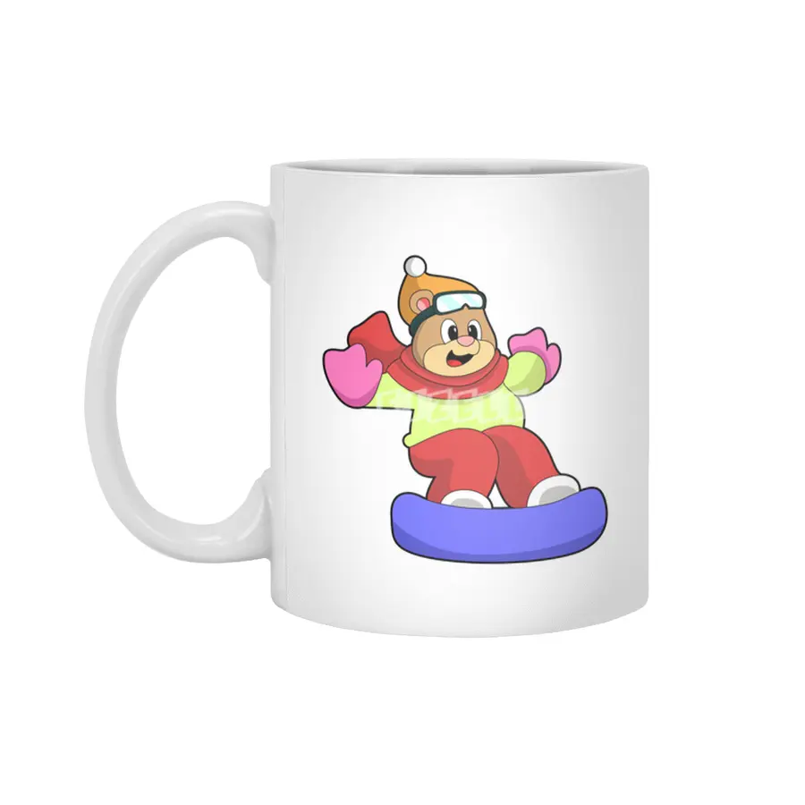Bear at Snowboarding with Snowboard Beyaz Kupa