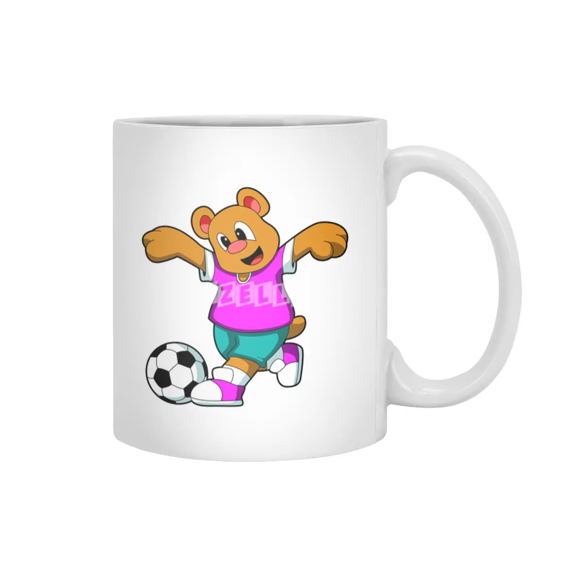 Bear at Sports with Soccer Beyaz Kupa