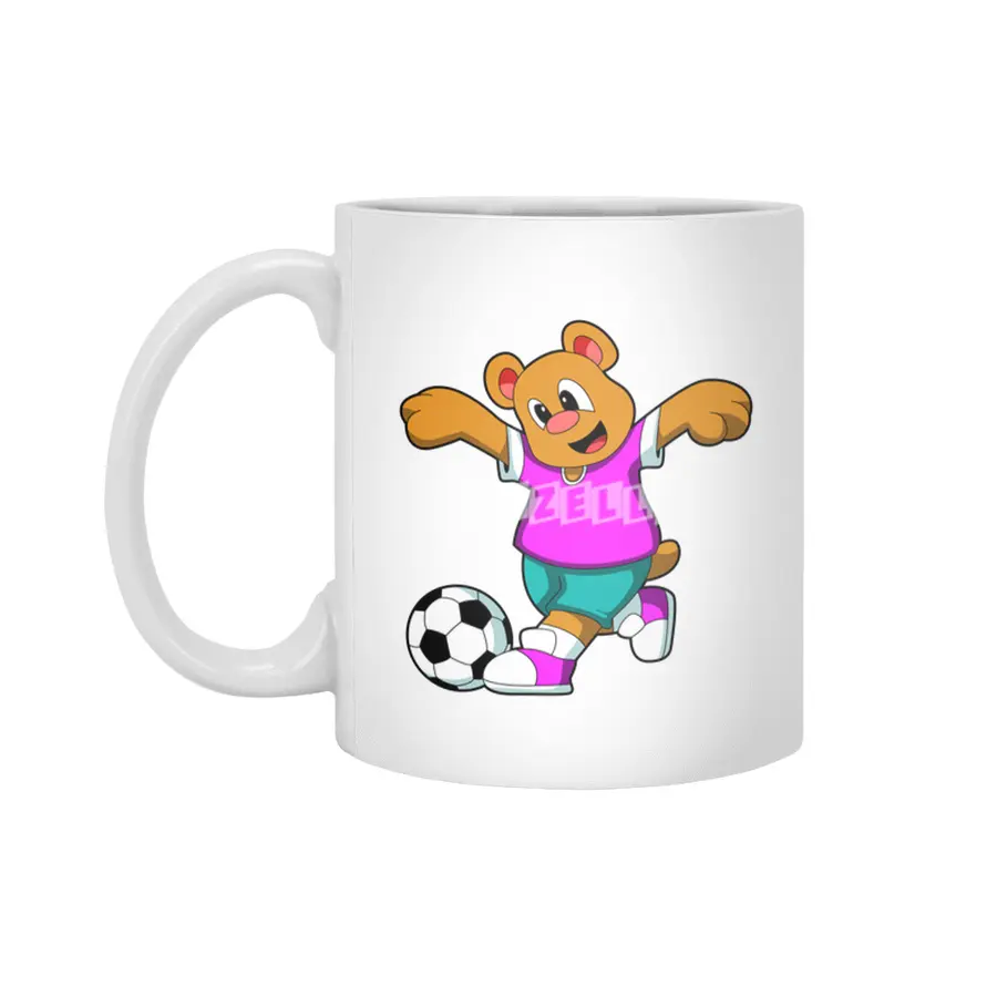 Bear at Sports with Soccer Beyaz Kupa