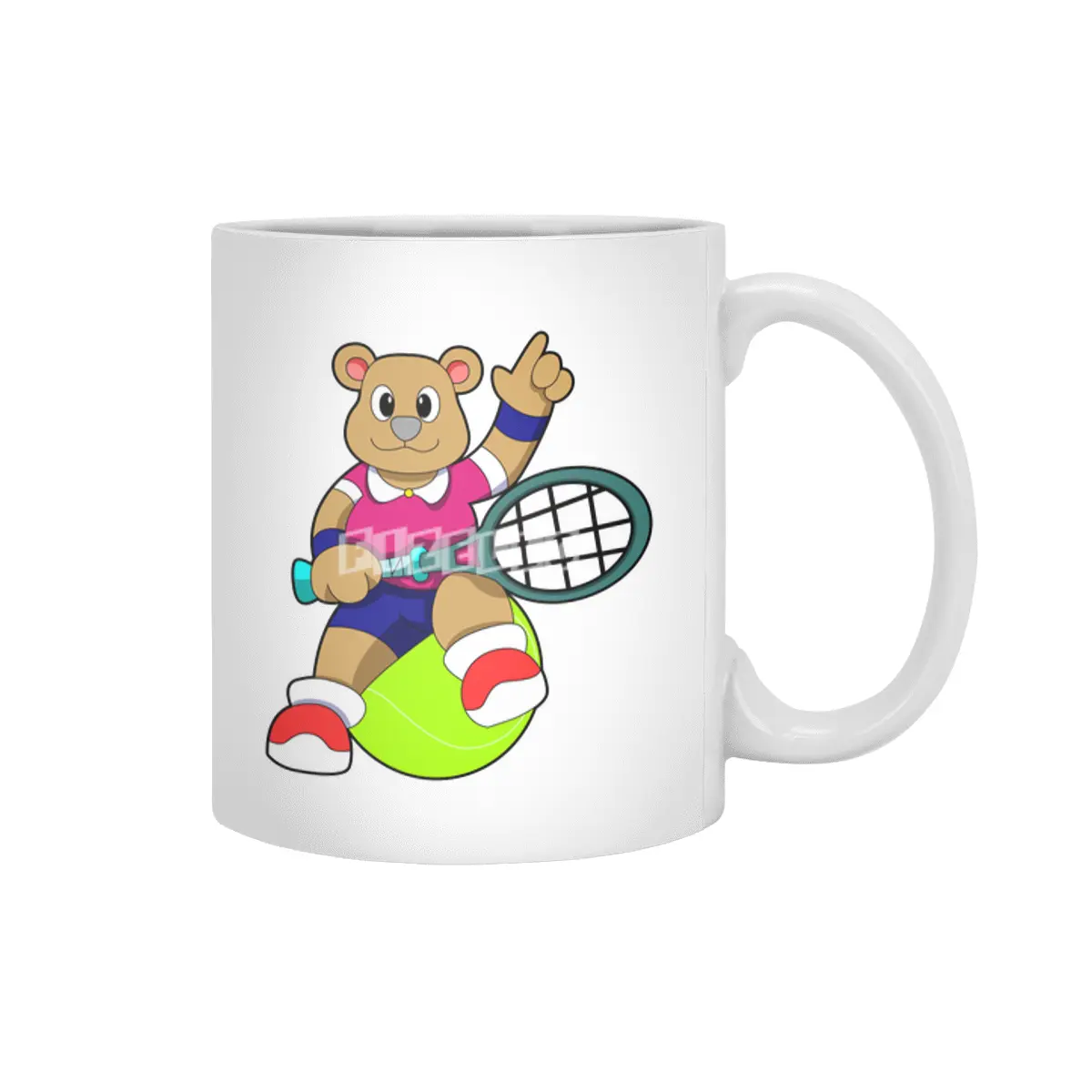 Bear at Tennis with Tennis racket & Tennis ball Beyaz Kupa