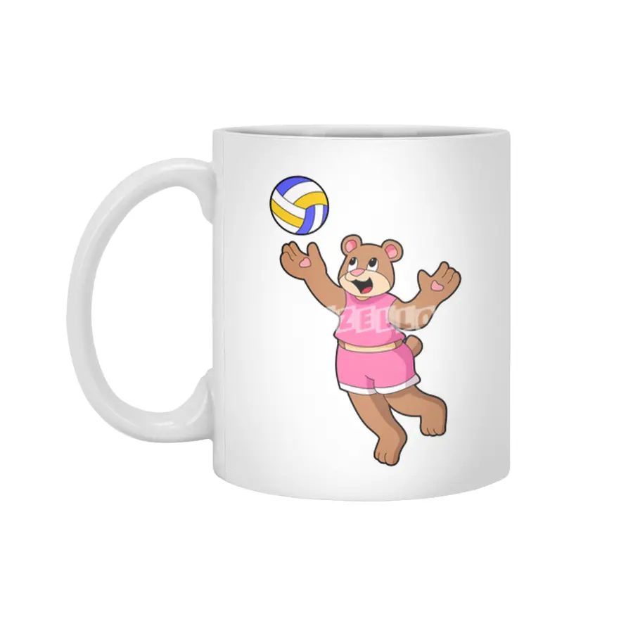 Bear at Volleyball Sports Beyaz Kupa