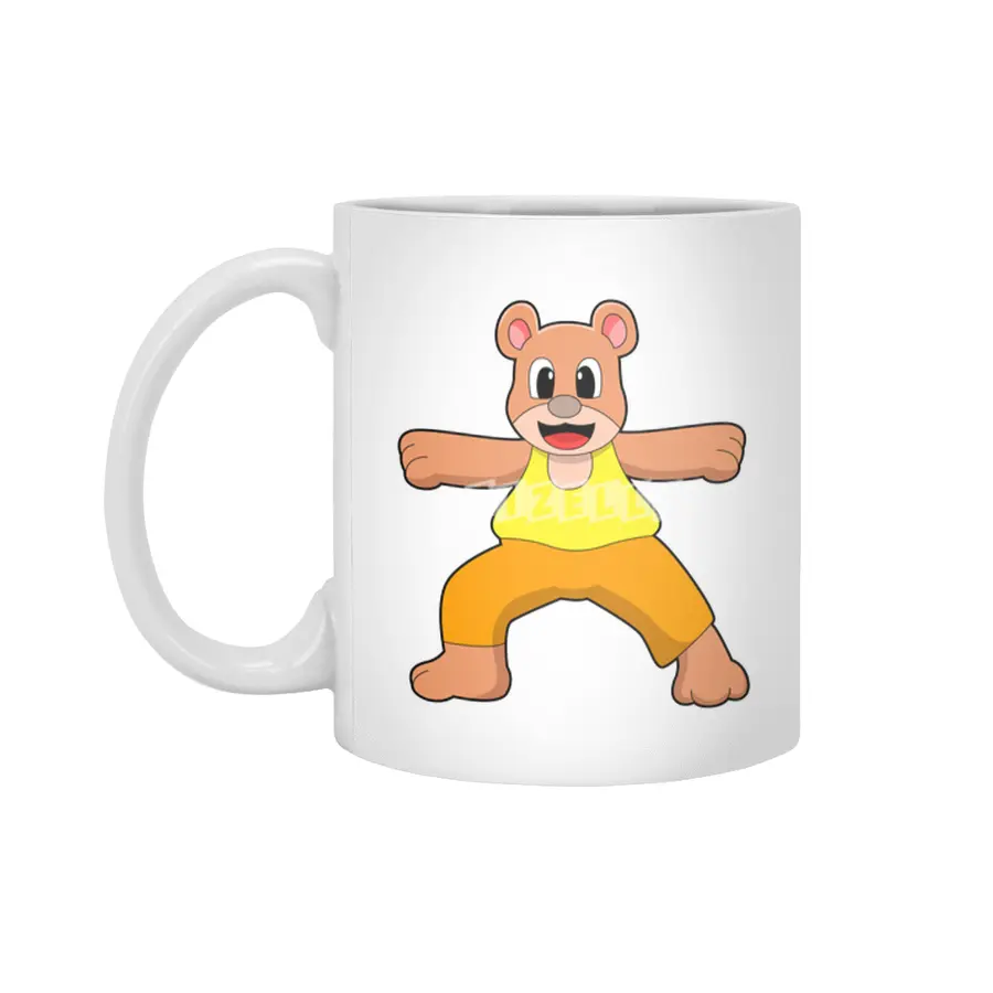 Bear at Yoga in Standing Beyaz Kupa