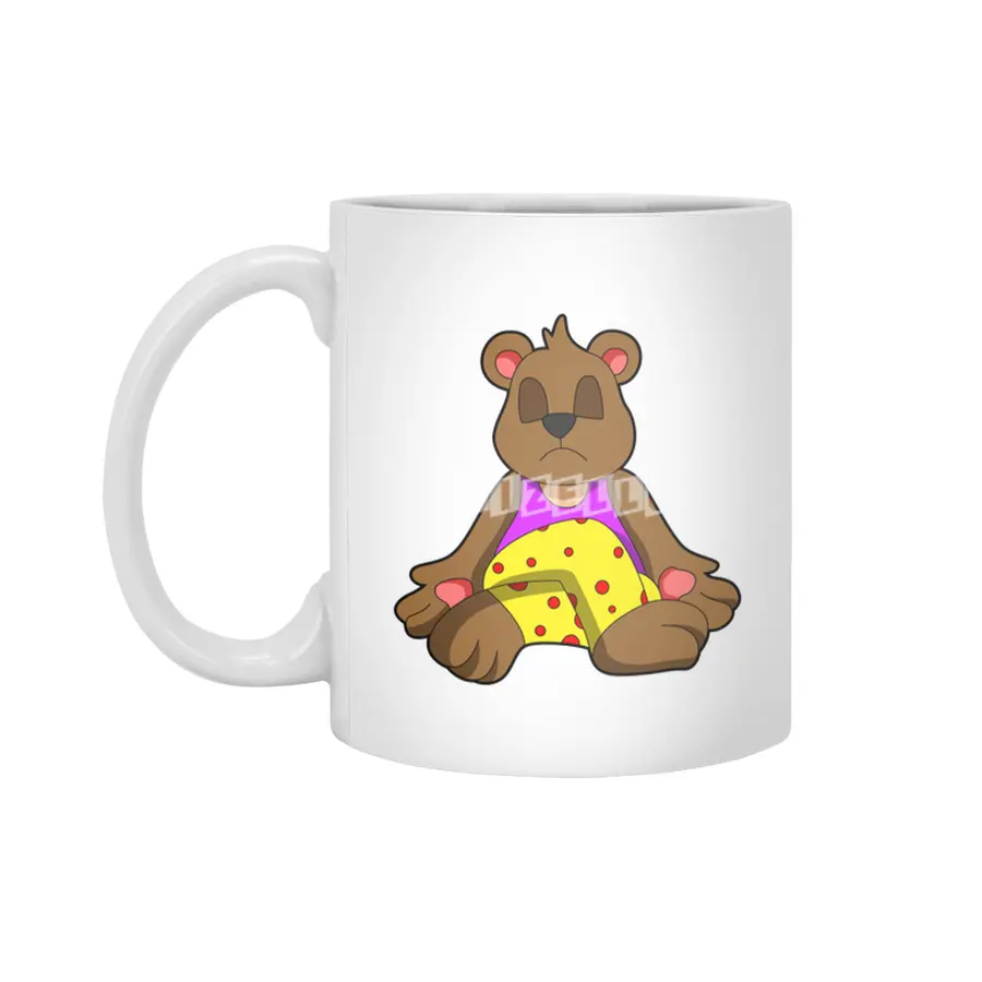 Bear at Yoga with Legs crossed Beyaz Kupa