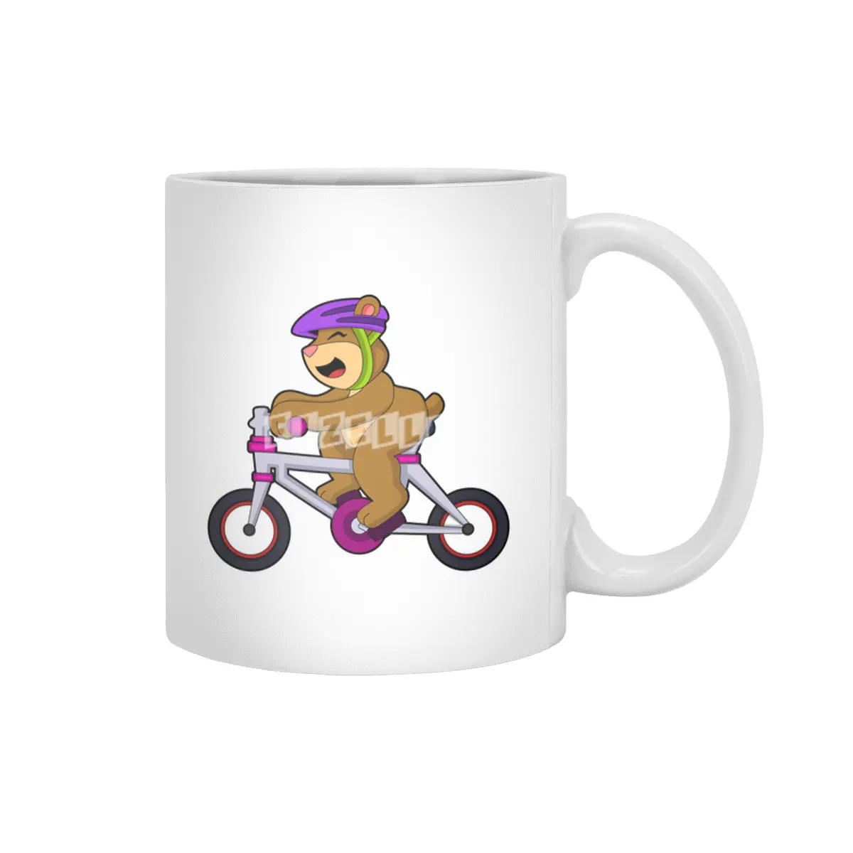 Bear with Bicycle & Helmet Beyaz Kupa
