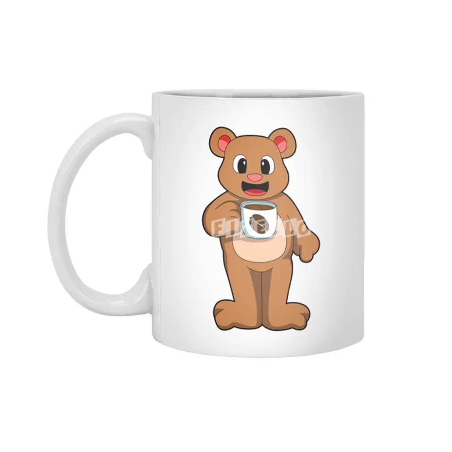 Bear with Cup of Coffee Beyaz Kupa