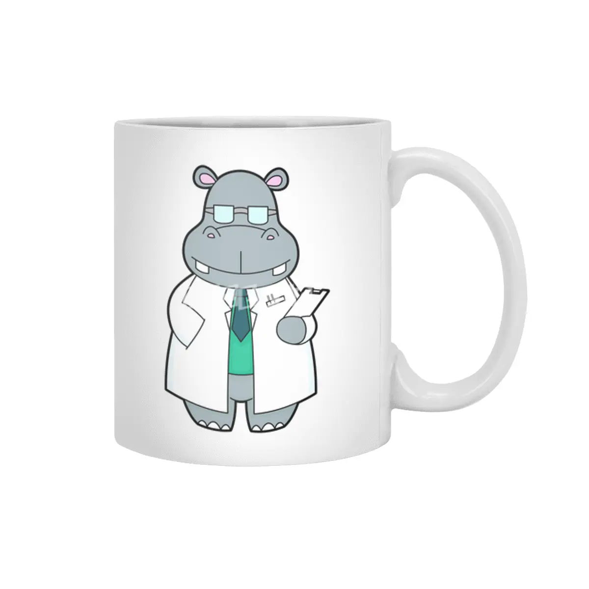 Hippo as Doctor with Smock Beyaz Kupa