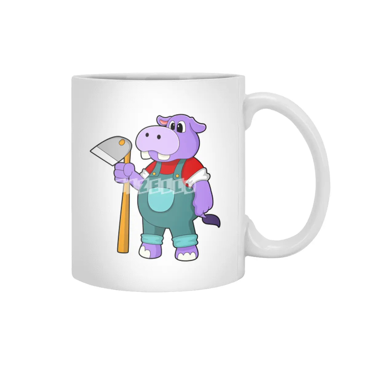 Hippo as Farmer with Garden hoe Beyaz Kupa