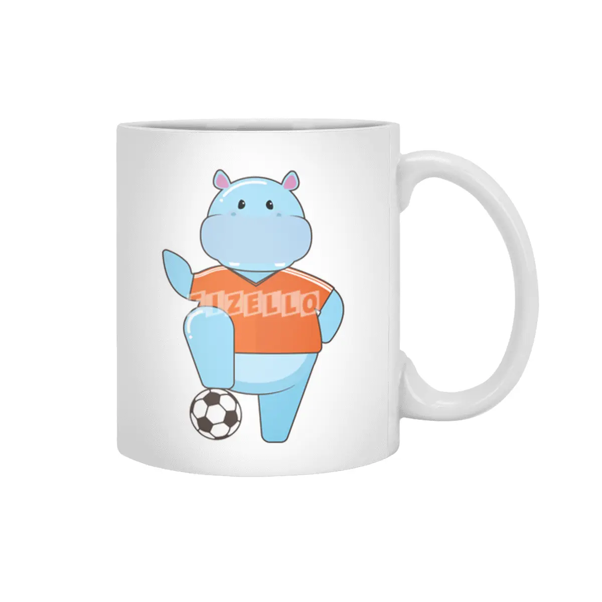 Hippo as Soccer player with Soccer ball Beyaz Kupa