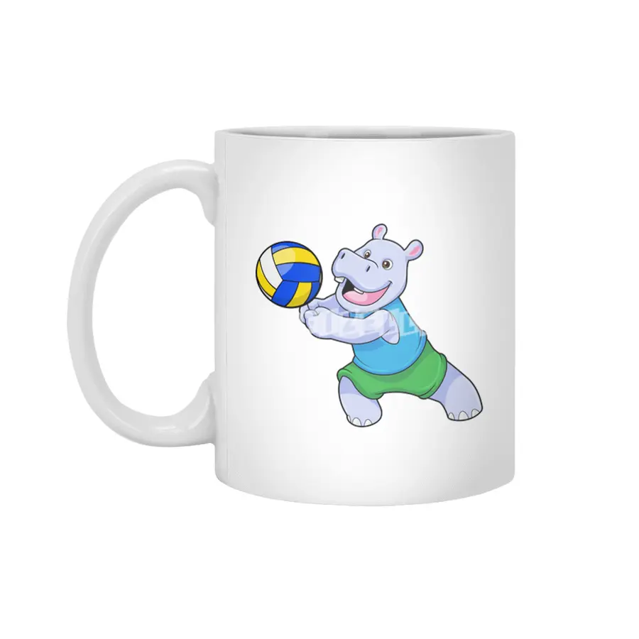 Hippo as Volleyball player with Volleyball Beyaz Kupa
