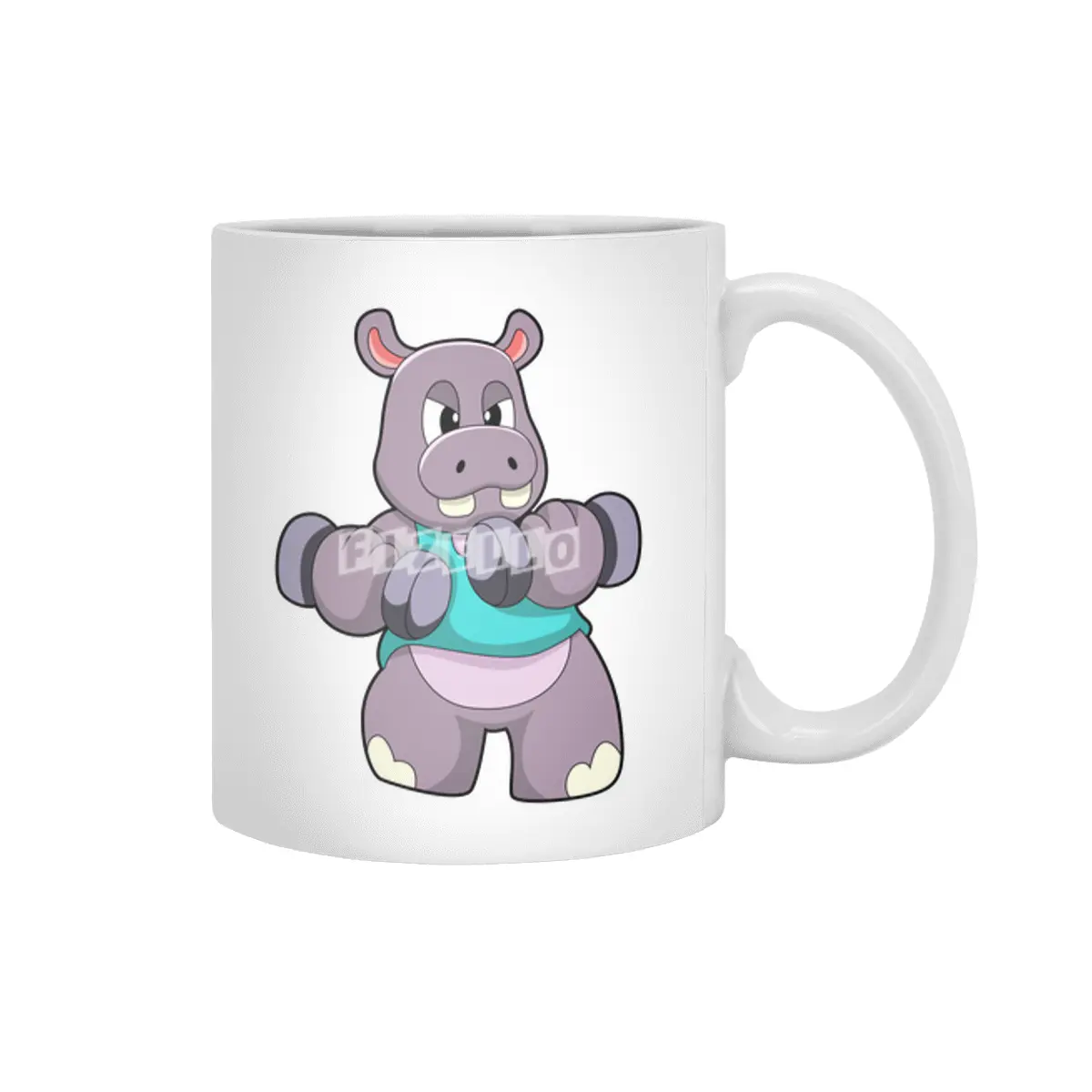 Hippo at Bodybuilding with Dumbbells Beyaz Kupa