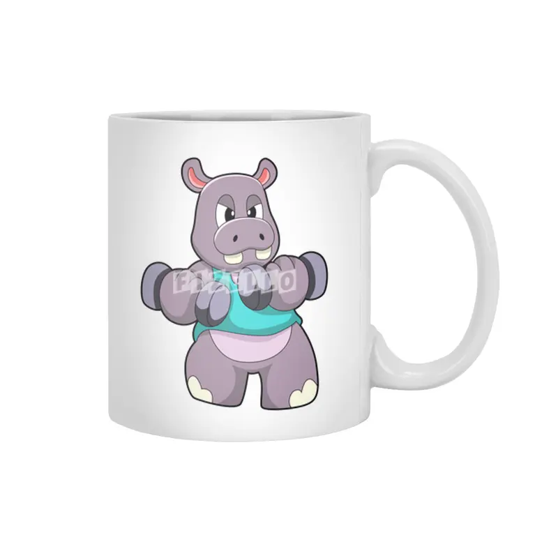 Hippo at Bodybuilding with Dumbbells Beyaz Kupa