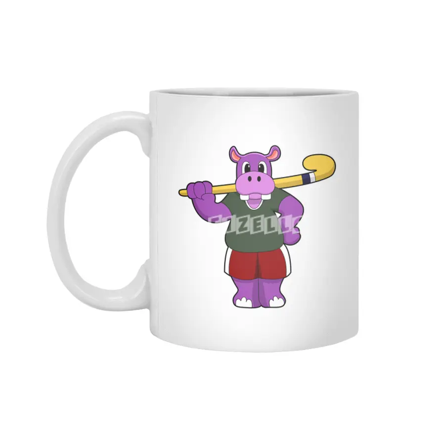 Hippo at Hockey with Hockey bat Beyaz Kupa
