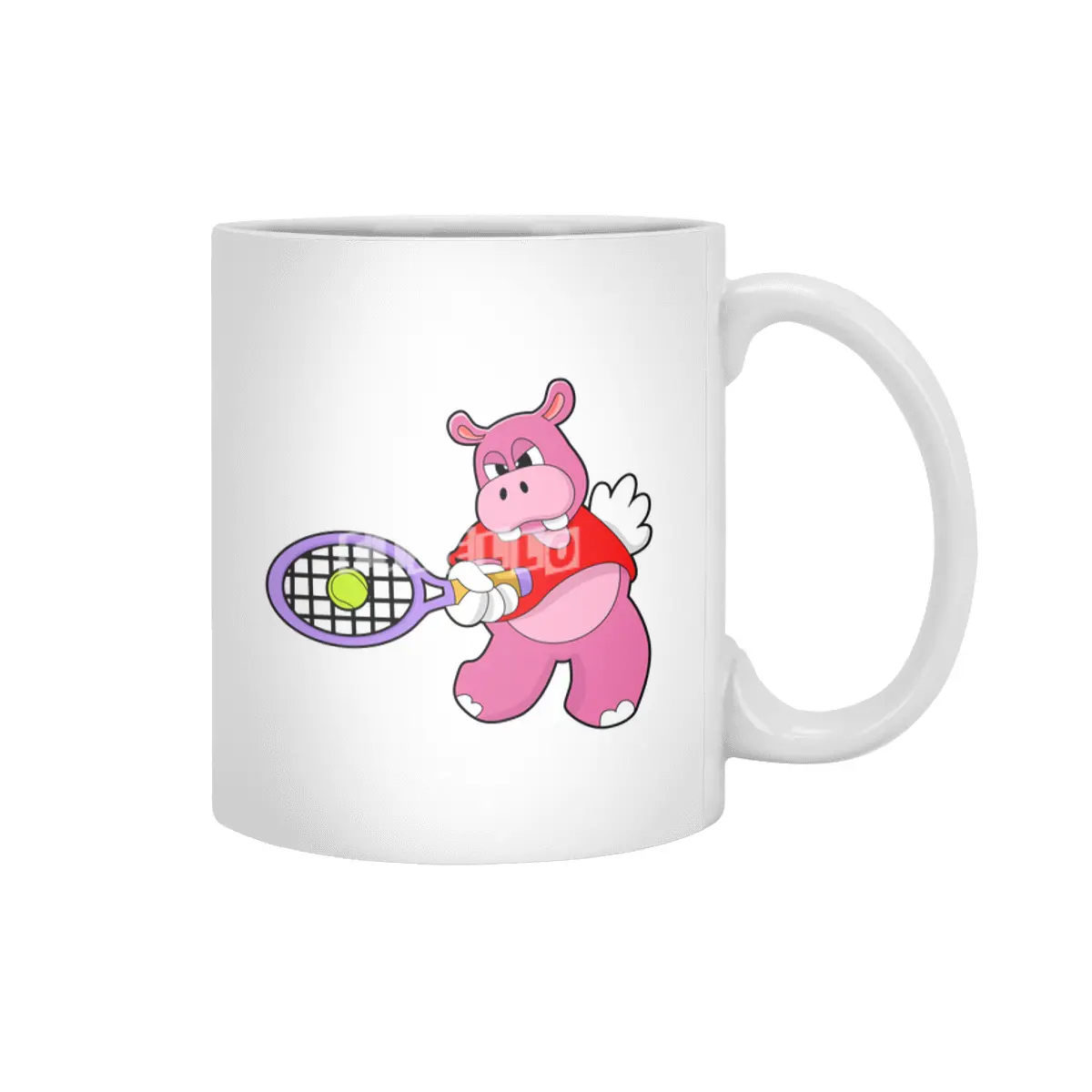 Hippo at Tennis with Tennis racket Beyaz Kupa