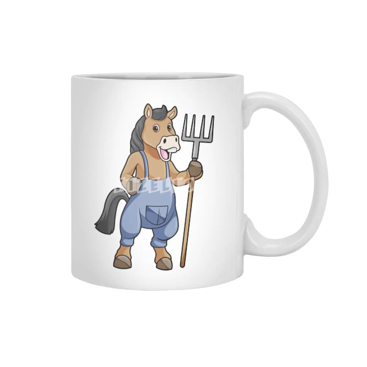 Horse as Farmer with Rake Beyaz Kupa