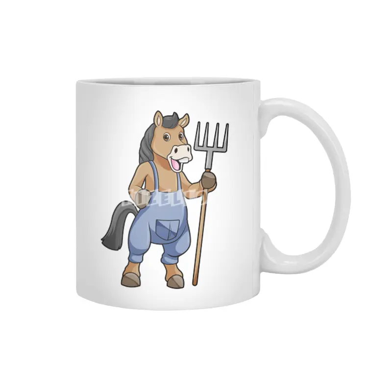 Horse as Farmer with Rake Beyaz Kupa