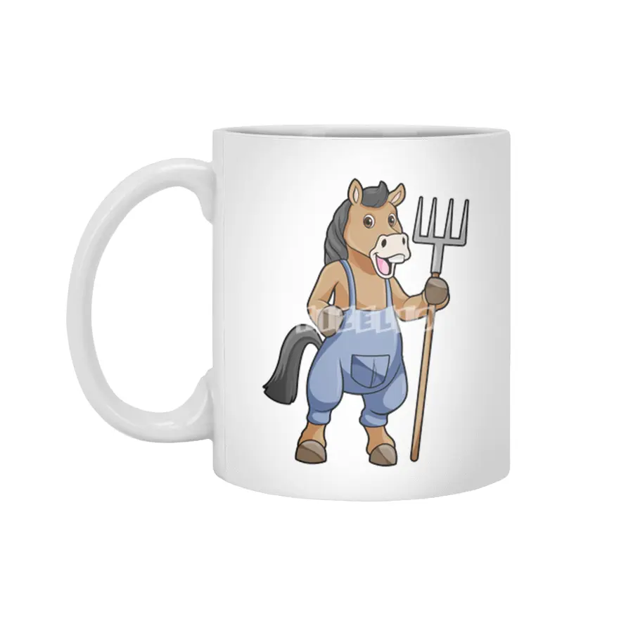 Horse as Farmer with Rake Beyaz Kupa