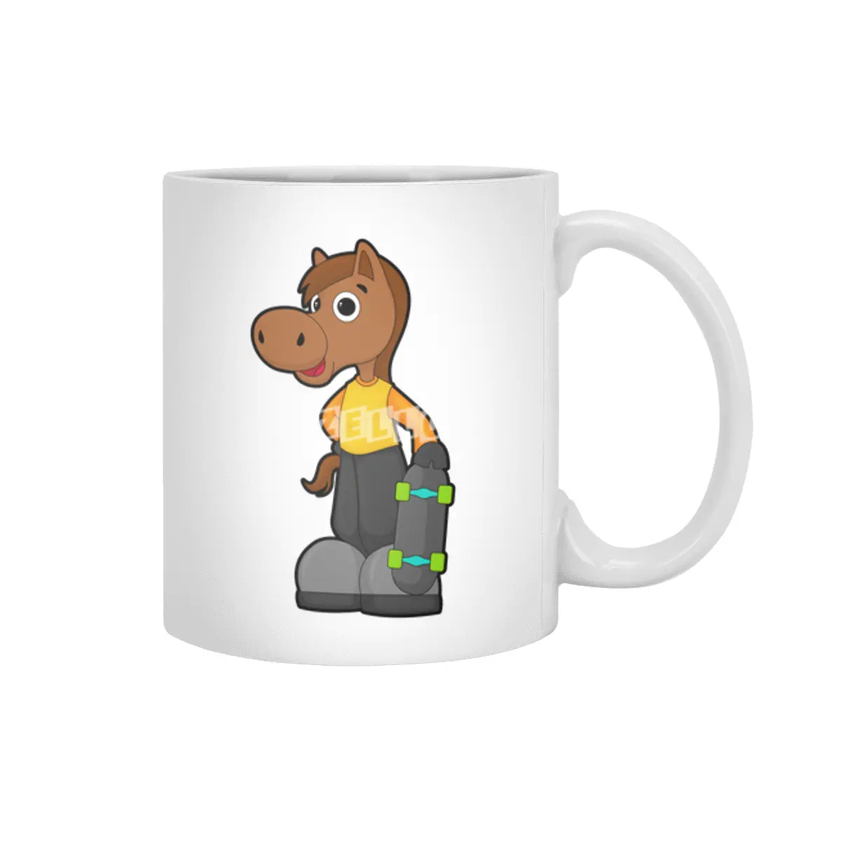 Horse as Skater with Skateboard Beyaz Kupa