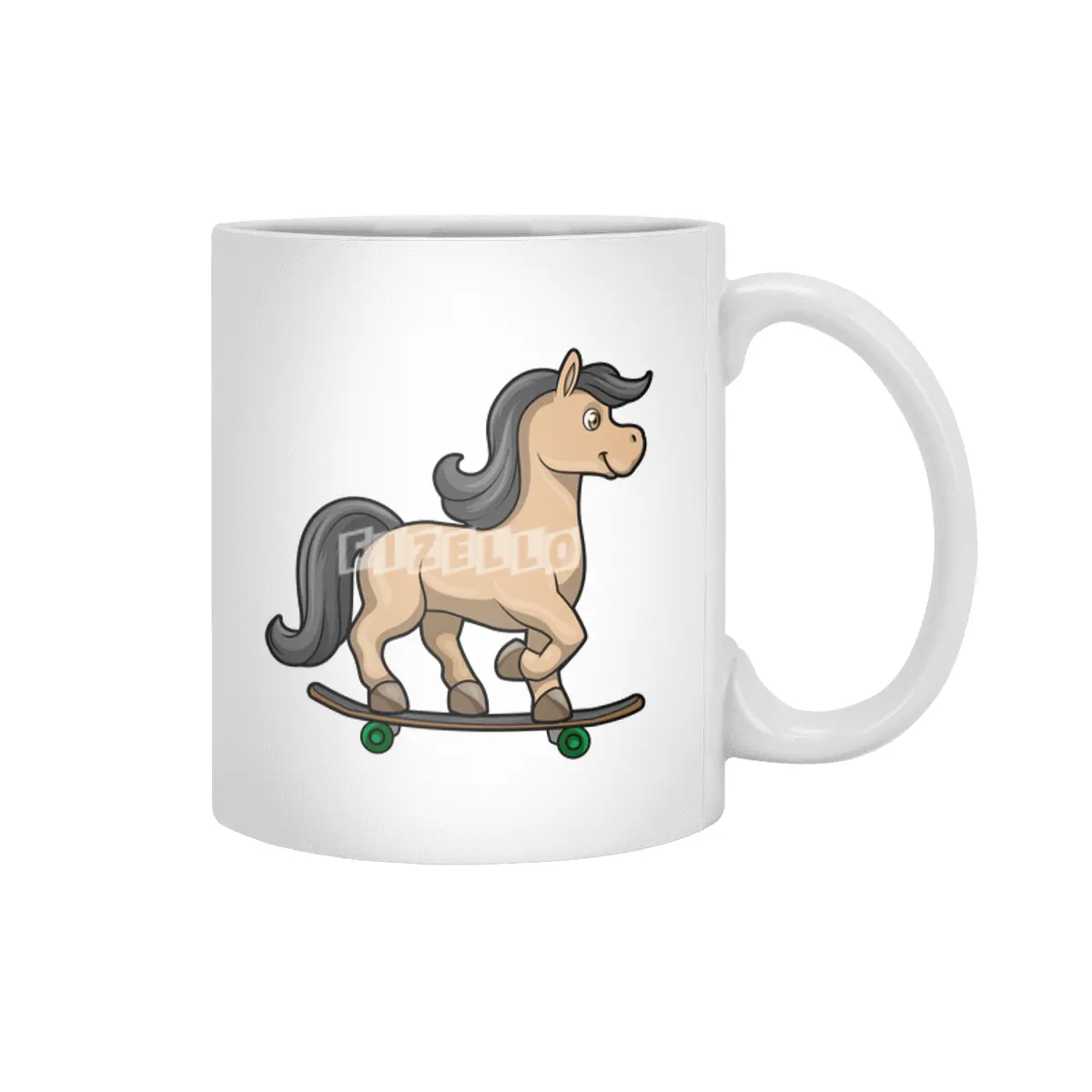 Horse as Skater with Skateboard Beyaz Kupa