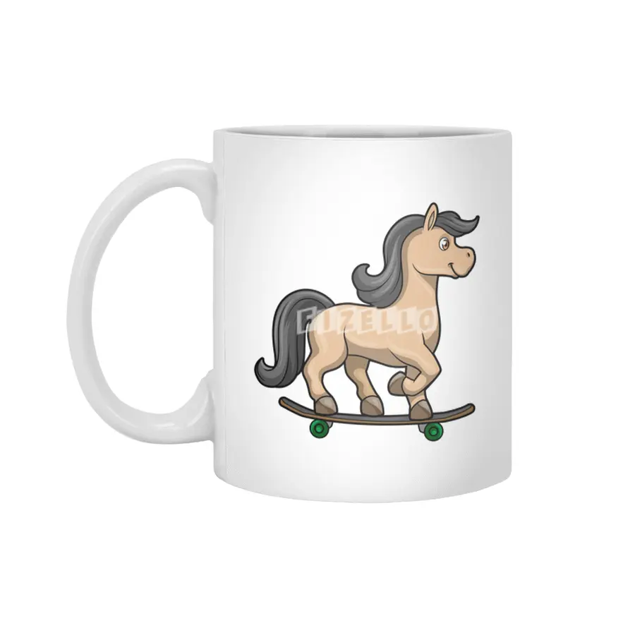 Horse as Skater with Skateboard Beyaz Kupa