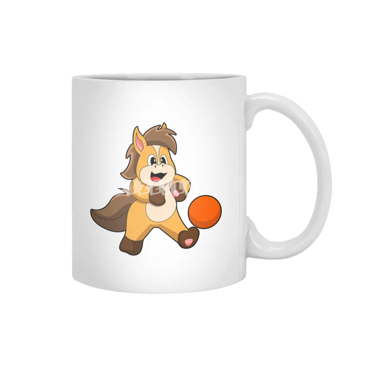 Horse as Soccer player with Soccer ball Beyaz Kupa