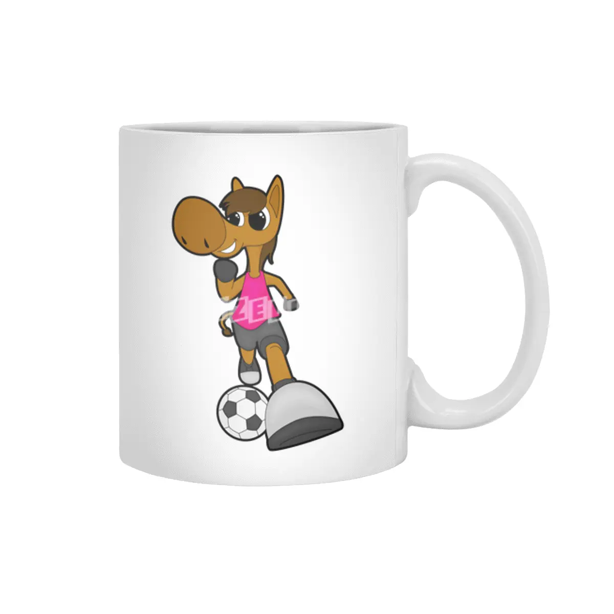 Horse as Soccer player with Soccer ball Beyaz Kupa