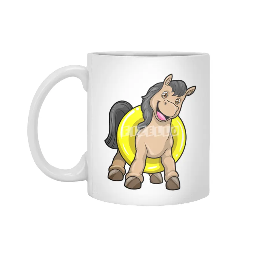 Horse at Beach with Swim ring Beyaz Kupa