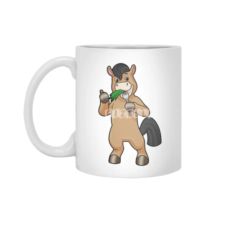 Horse at Eating Vegan Beyaz Kupa