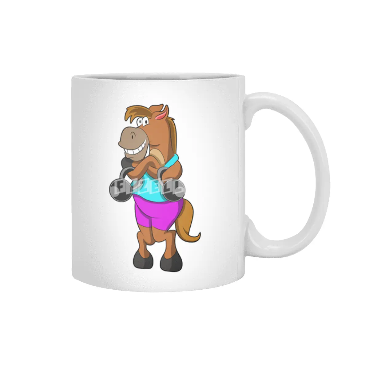 Horse at Laughing with Dumbbells Beyaz Kupa