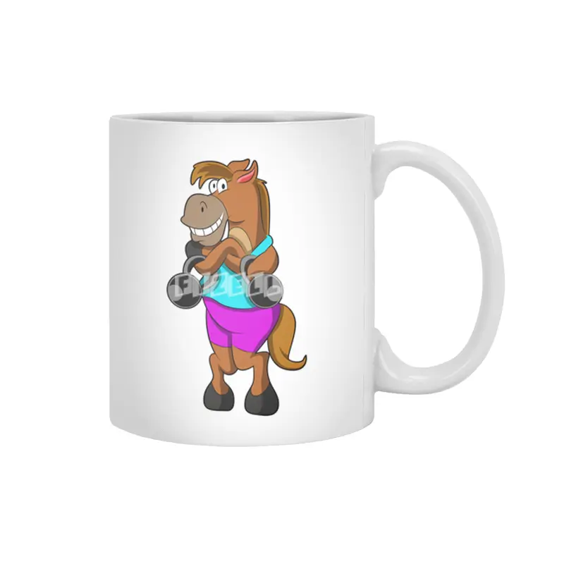 Horse at Laughing with Dumbbells Beyaz Kupa