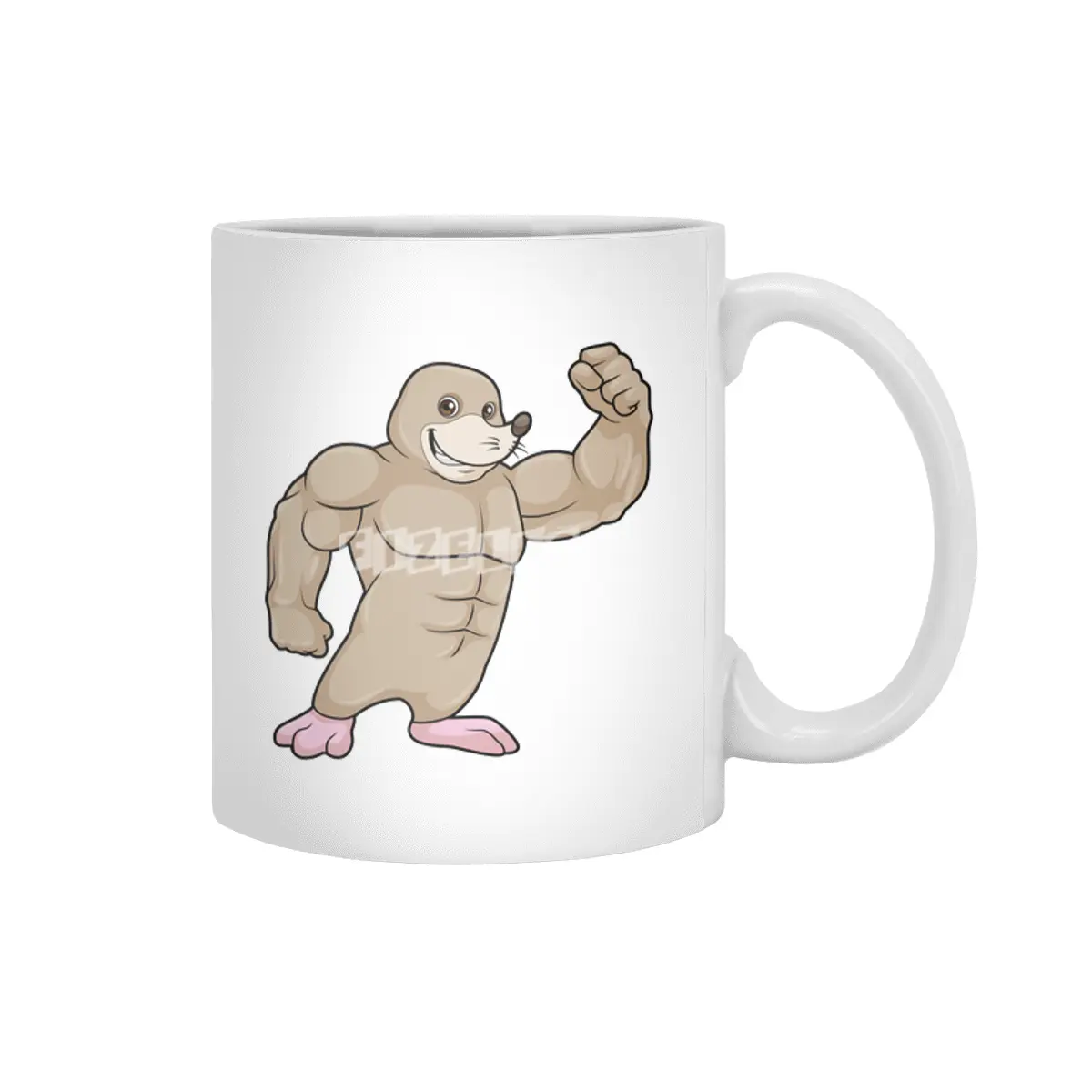 Mole as Bodybuilder with big Muscles Beyaz Kupa
