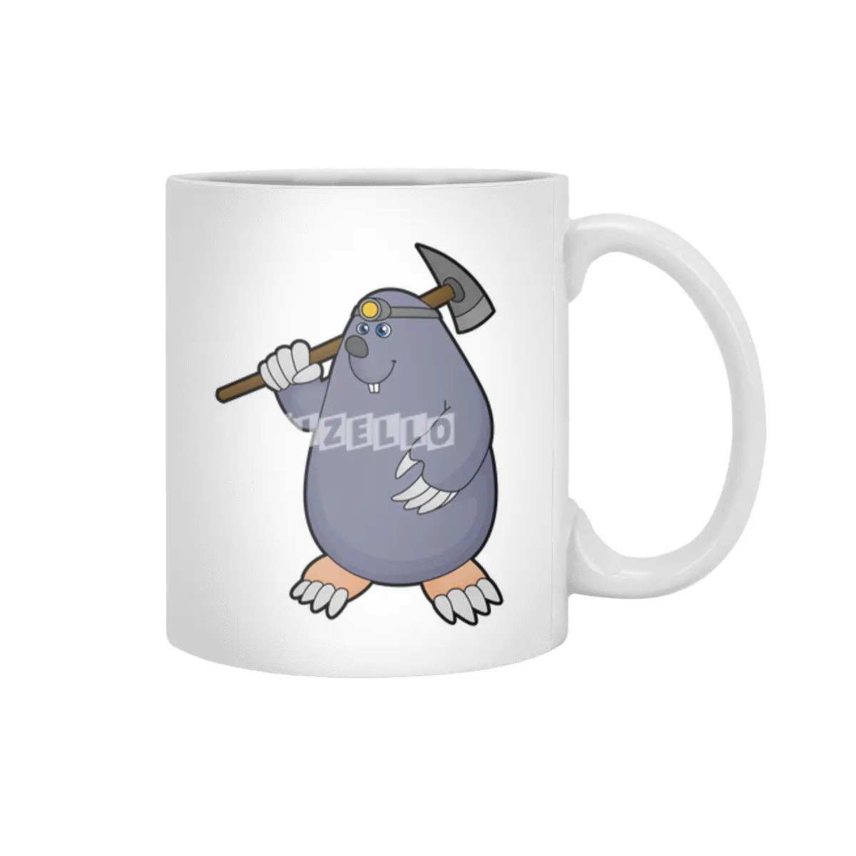 Mole as Farmer with Pickaxe & Spotlight Beyaz Kupa