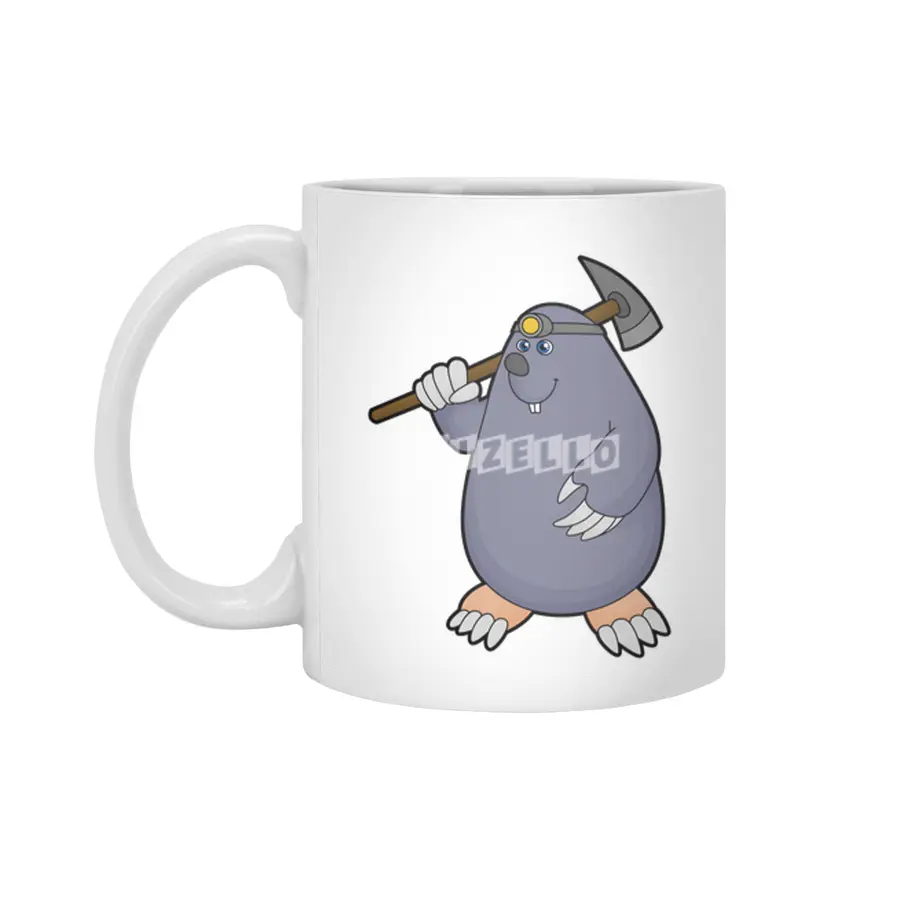 Mole as Farmer with Pickaxe & Spotlight Beyaz Kupa