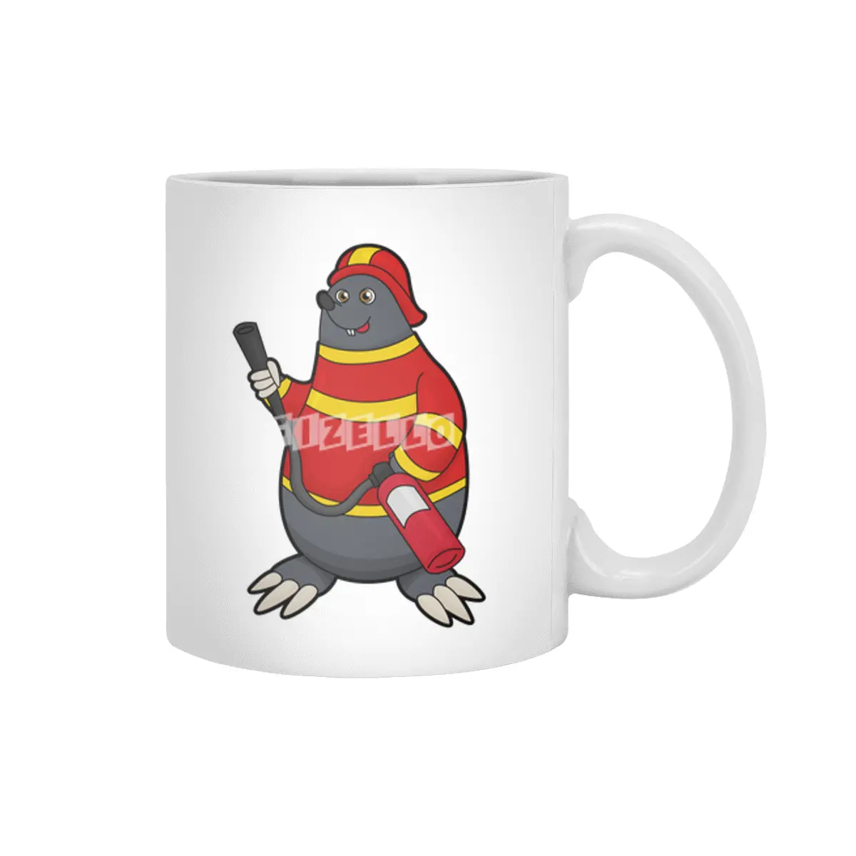 Mole as Firefighter with Fire extinguisher Beyaz Kupa
