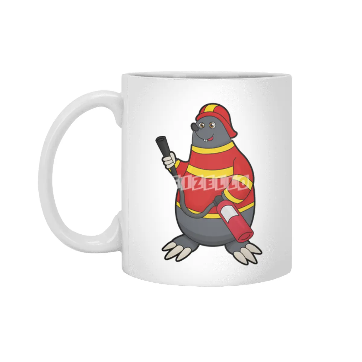 Mole as Firefighter with Fire extinguisher Beyaz Kupa