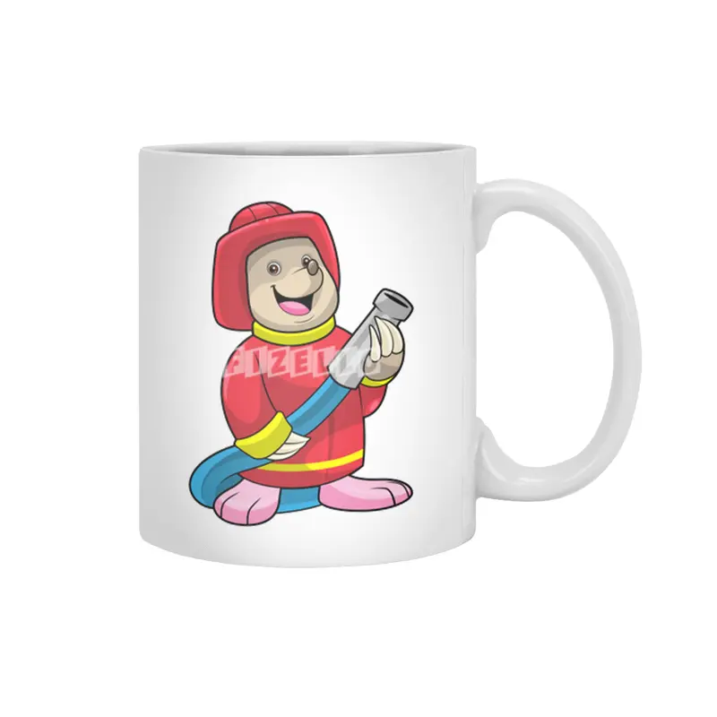 Mole as Firefighter with Hose Beyaz Kupa