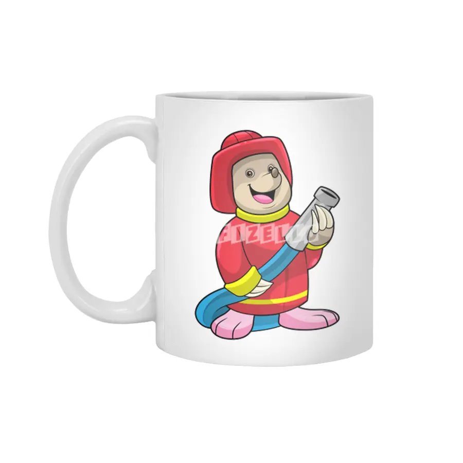 Mole as Firefighter with Hose Beyaz Kupa