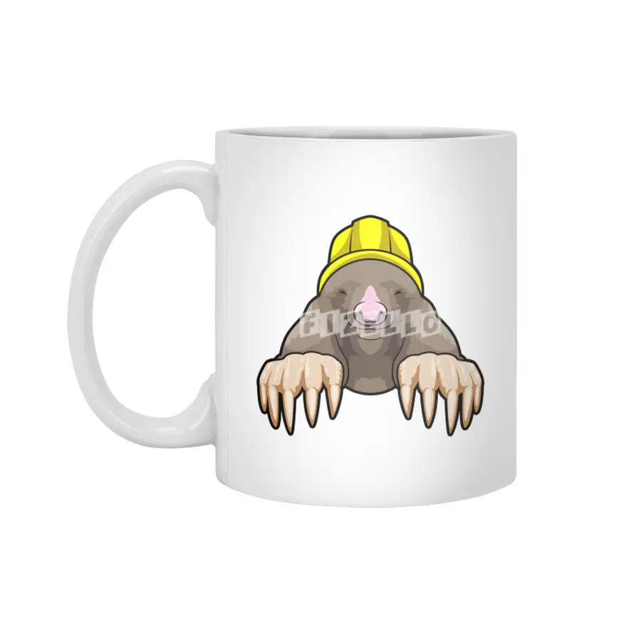 Mole as Miner with Helmet Beyaz Kupa